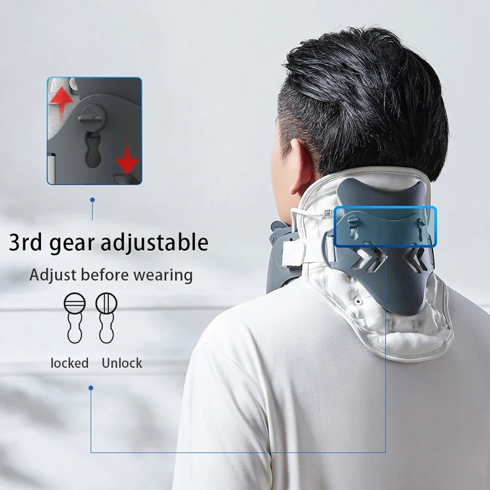 Cervical Neck Traction Device with Airbag Support Neck Brace Adjustable Ergonomic Neck Stretcher for Cervical Spine Alignment