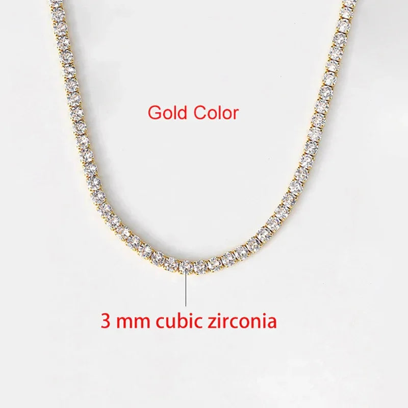 Sexy Choker Iced Out Tennis Chain Necklace For Women Luxury Cubic Zircon Crystal Short Hiphop Neck Accessories Jewelry OHN016