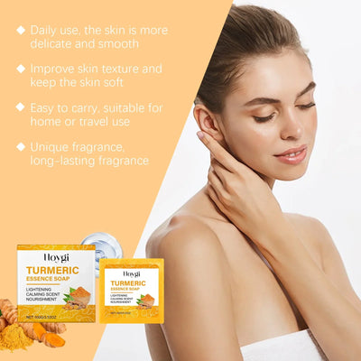 Turmeric Skincare Set Body Soap Anti Acne Dark Spot Corrector Improve Dry Skin Moisturizing Face Cream Brightening Facial Serum