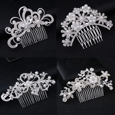 Elegant Floral Wedding Hair Accessories Women Flower Pearl Hair Comb Hairclip Diamond Hairpin Fashion Jewelry