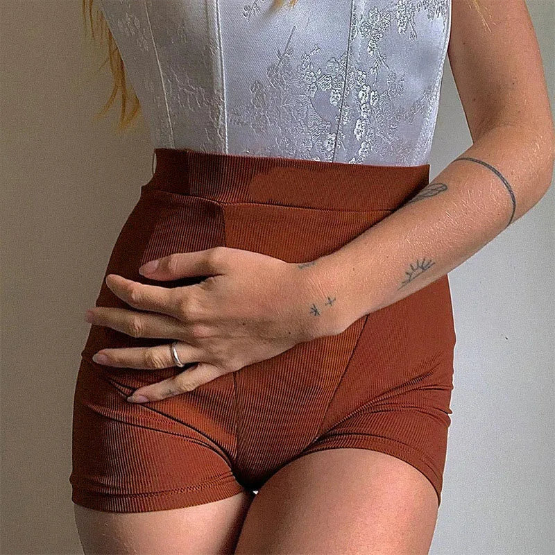 Summer Women Solid Color Biker Shorts Female Ribber Knitted Short Pants Ladies Sexy Slim High Waist Shorts Casual Streetwear