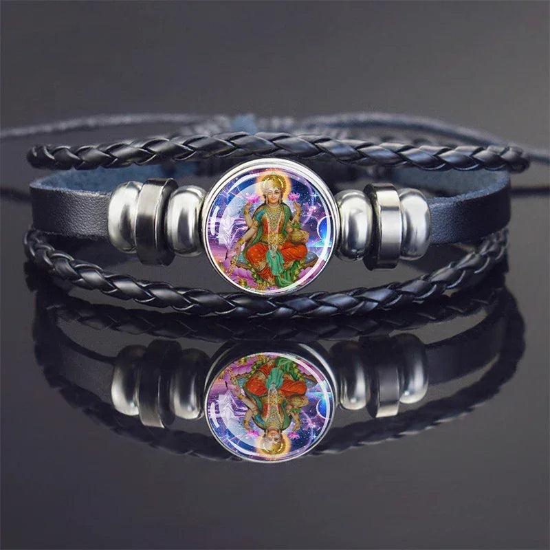 Hinduism God Bracelets Ganesha Vishnu Shiva Amulet Bracelet for Men Women Goddess of Kashmi Wealth Bangle India Buddhism Jewelry