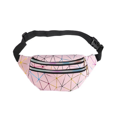 Fashion Geometric Patterns Wallet Bag Women Waist Packs Fanny Pack Pouch Hip Purse Satchel Laser Belt Bags
