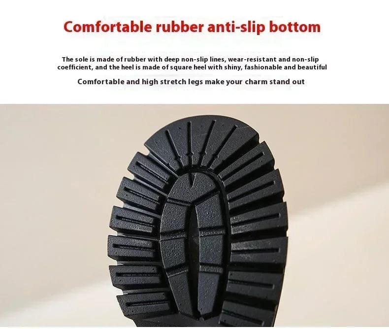 Long tube boots for women 2025 winter new height increasing knight thick heel retro versatile women’s