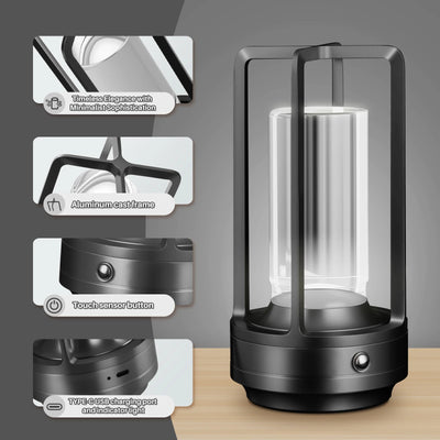 Lantern/lantern Modern Design USB LED Table Lamp Touch Switch Night Light With Rechargeable Battery for Restaurant Hotel Use