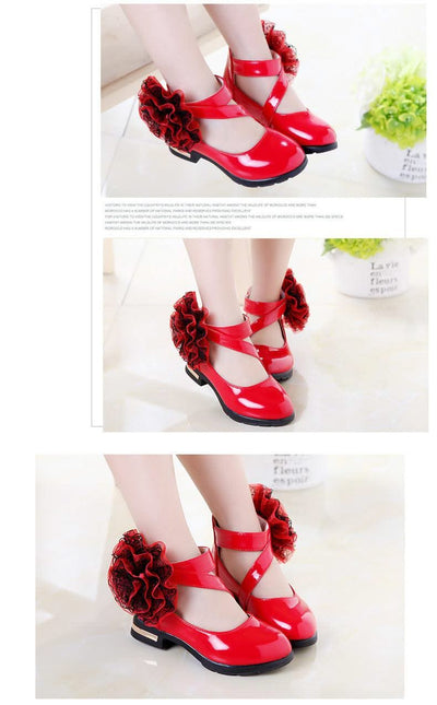 Light Heel Princess Flower Leather Shoes| Kids Girls Fashion Shoes | Children's Shoes |Party | Dress | Wedding | Dance