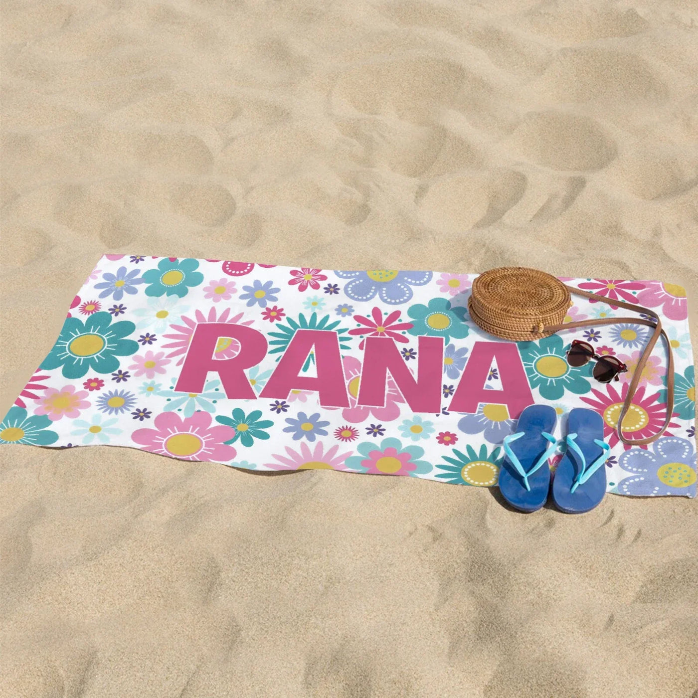 Bohemian Custom Name Beach Towel Floral Microfiber Towels Absorbent Quick-Drying Soft Yoga Swimming Towels Gift For Birthday