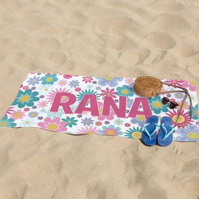 Bohemian Custom Name Beach Towel Floral Microfiber Towels Absorbent Quick-Drying Soft Yoga Swimming Towels Gift For Birthday
