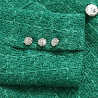 Green Double Breasted Women's Blazer, Beige, Black, Red Women Suit Jacket, Spring Vintage Female Coats