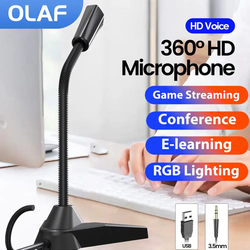 USB/3.5MM Laptop Microphone Desktop Microphone Gaming E-sports Conference Recording E-learning Mic Voice Mic For Desktop PC