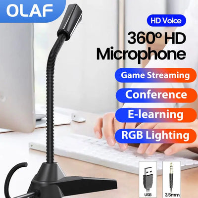USB/3.5MM Laptop Microphone Desktop Microphone Gaming E-sports Conference Recording E-learning Mic Voice Mic For Desktop PC