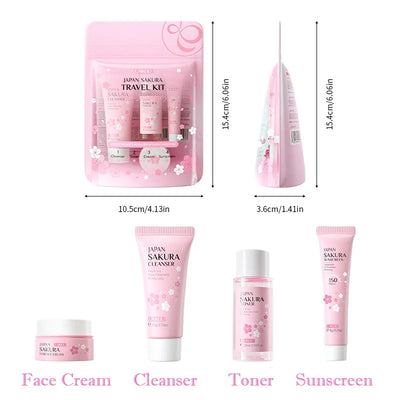 LAIKOU Sakura Skin Care Sets Facial Cleanser Face Cream Serum Toner Moisturizing Brightening Anti Wrinkles Kit