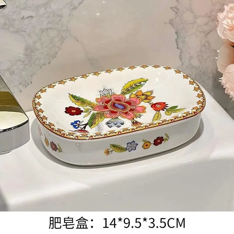 Light luxury high-end soap box Ceramic light luxury toilet bathroom drain soap box household no water