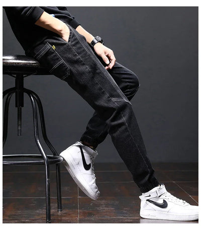2024 Men Jeans mens fashion clothing Black Blue Cargo Jeans Men Streetwear Denim Jogger Pants Men Baggy Harem Jean Trousers