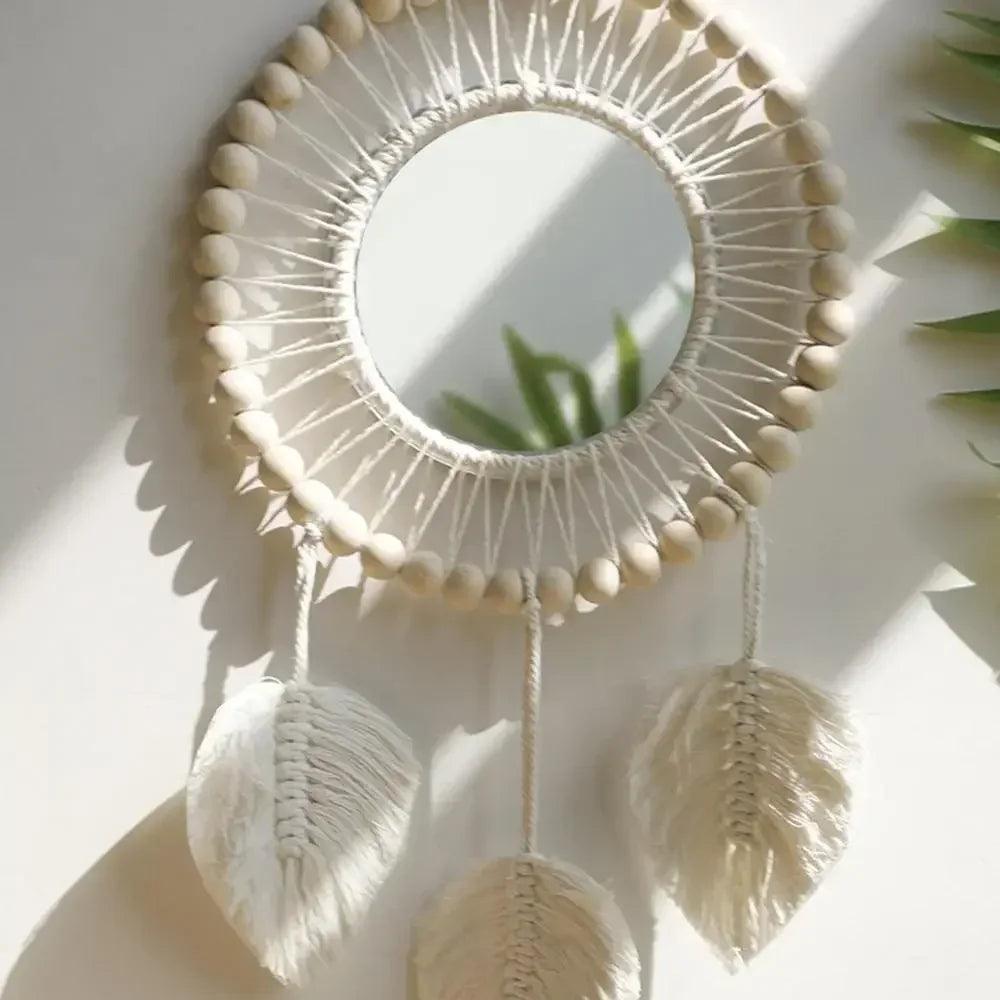 Boho wall mirror stylish acrylic round mirrors chic decor art ornament bohemian for living room apartment home