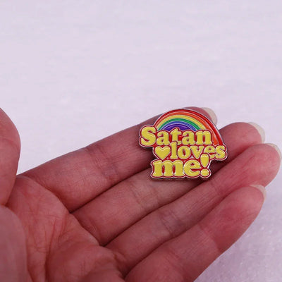 Satan Loves Me Rainbow Enamel Pin Badge Be a good lucifer follower Perfect gift idea for atheist and occultist people