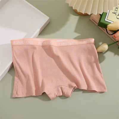 Women Cotton Boxers Shorts Solid Color Low Rise Panties Sexy Breathable Underwear for Female Intimates Elastic Waist Lingerie