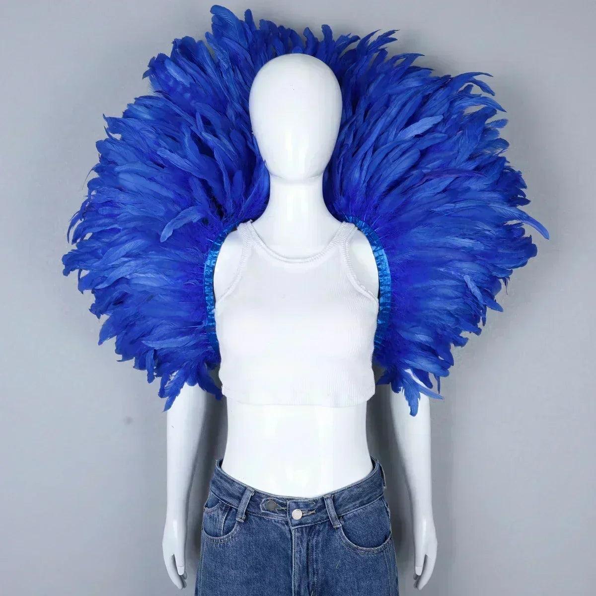 Designer feather scarf (punk halloween carnival masked ball party)accessory