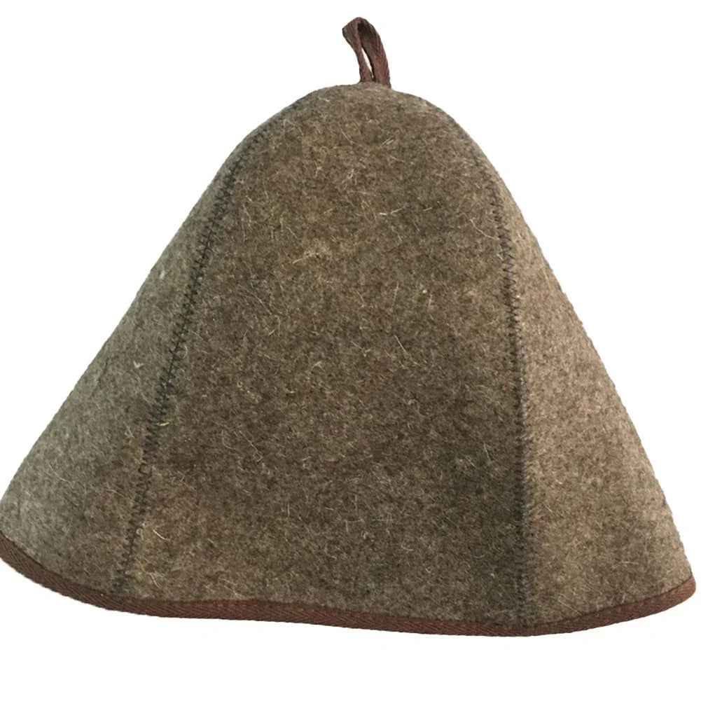 Sauna Felt Hats Sauna Bathwool Hat 34*26*0.3CM Banya Room Vaporarium Hats Brown Hat Sauna Hat Adjustable Strap