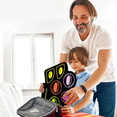 Electronic Drum Set With Drum Sticks Pedals Music Drums 9 Pad Roll-Up Drum Musical Electronic Drums Instrument For Kids Adults