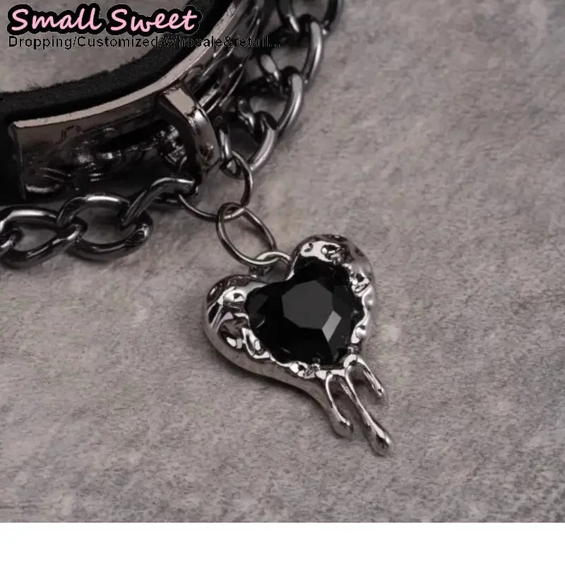 Girl Women Y2K choker Gothic subculture love Jewelry chain Gift Sweet Lolita PU leather collar Spike necklace Punk Chokers