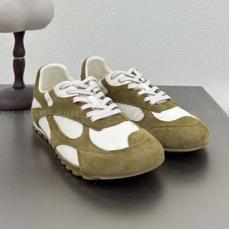 2025 Designer Women Sneakers Casual Shoes Women Men Lace Up Round Toe Flats Non Slip Comfort Concise  Mixed Color Walking Shoes