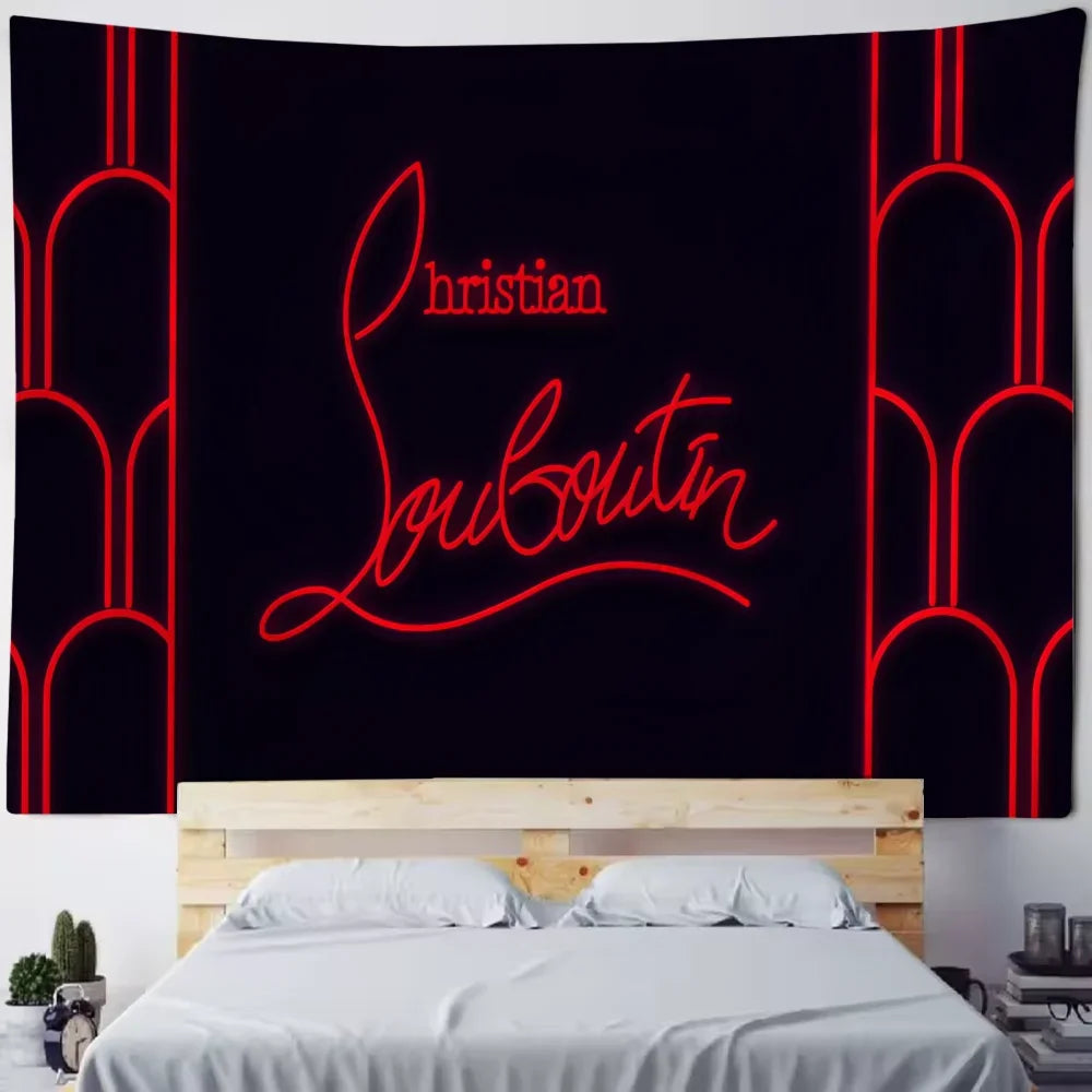 Luxury C-ChristianES L-LouboutinES Logo Tapestry Background Hanging Cloth Bedroom Room Decor Aesthetic Tapestry Wall Party