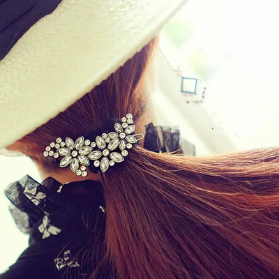 Fashion Cute Accessories Women's Hairpins Rhinestone Crystal Hair Clip Jewelry Flower