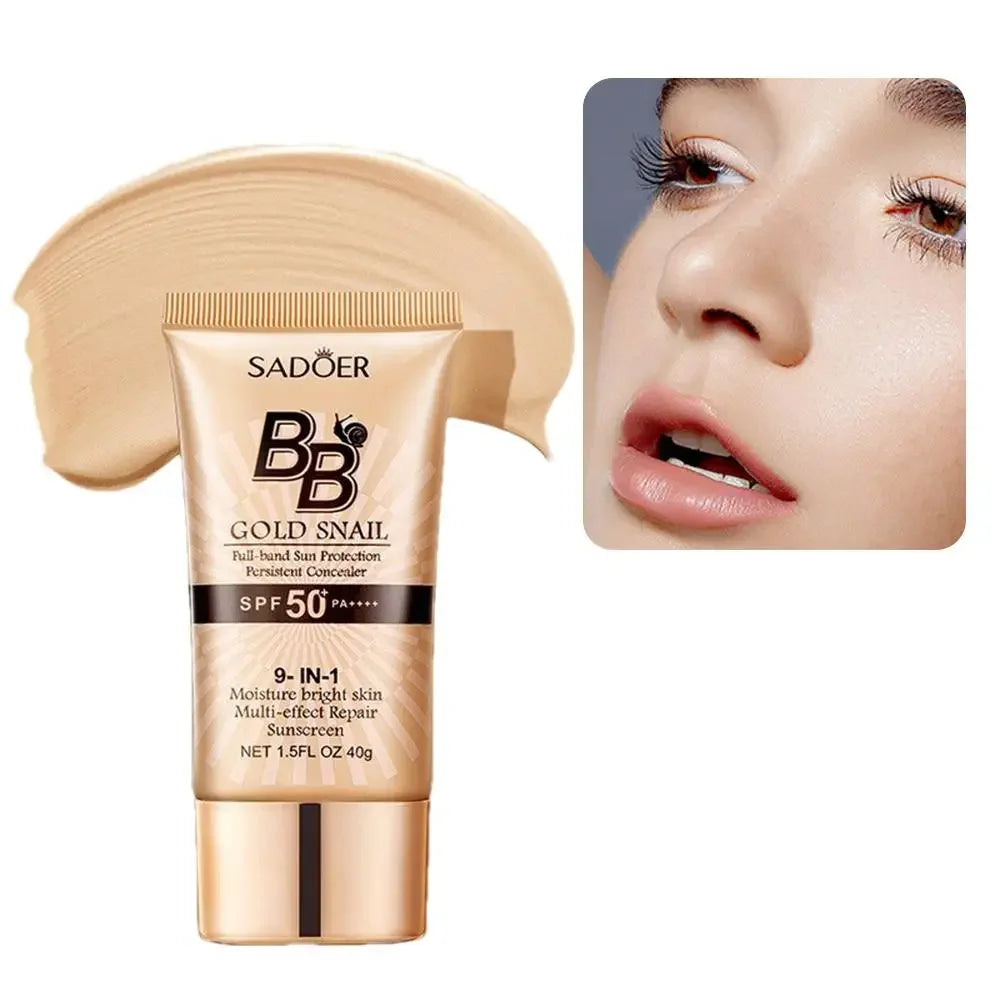 40g Gold Snail Sunscreen BB Cream Protector Facial Sun Block SPF50 BB Cream Isolation Lotion Concealer Facial Moisturizer