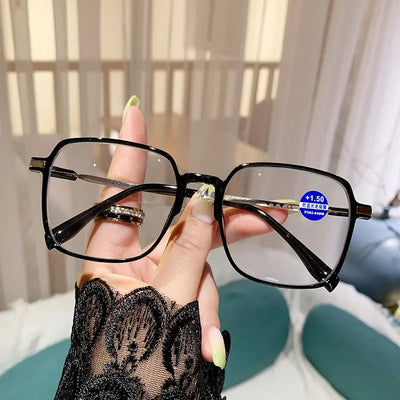 Anti Blue Light Blocking Glasses Oversized Square Reading Glasses for Women Men TR Frame High-definition Presbyopia Eyewear