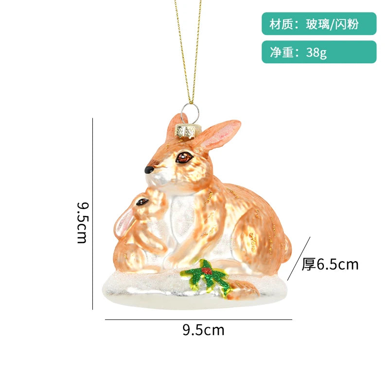 Christmas ornaments, glass paintings, roosters, pandas, animal shapes, charms, home christmas tree scenes, dress up pendants
