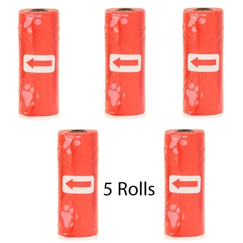 Disposable Pet Poop Bags Dog Poop Bag Bone Dispenser with Leash Clip Puppy Dog Products Supplies 5Roll(75Pcs) Bags