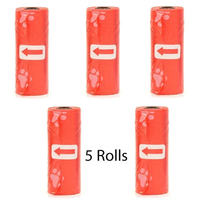 Disposable Pet Poop Bags Dog Poop Bag Bone Dispenser with Leash Clip Puppy Dog Products Supplies 5Roll(75Pcs) Bags