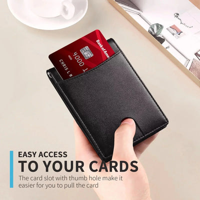 Slim Wallets for Men - Leather Money Clip Mens Wallet - RFID Blocking Front Pocket Bifold Wallet - Minimalist Credit Card Holder