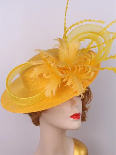 Bride Pillbox Red Fascinator Hat Femme Wedding Chapeau Women Formal Event Tea Millinery Cap Feather Royal Ascot Race Headpiece