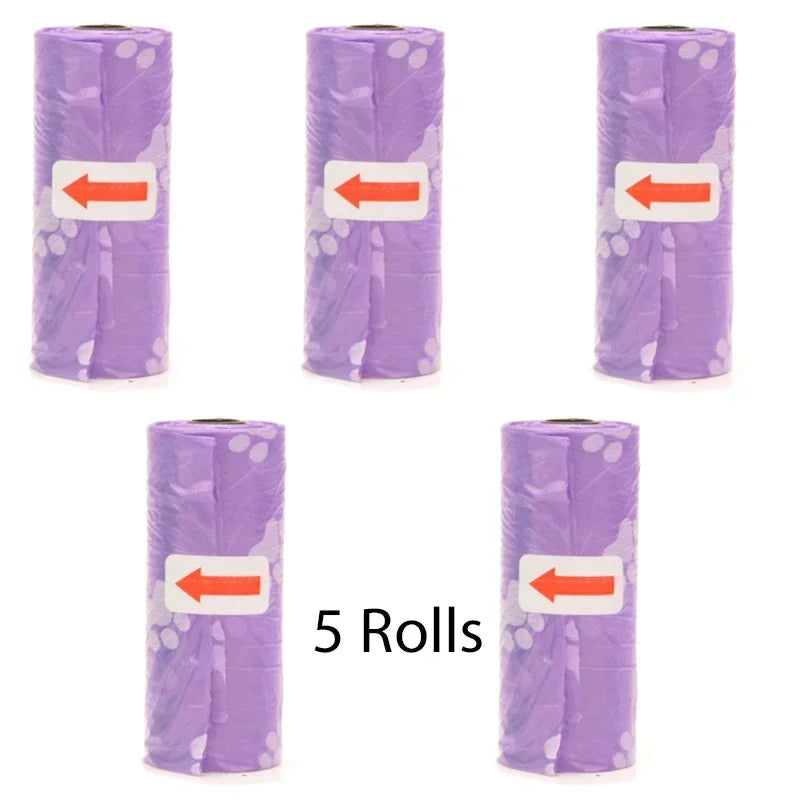 Disposable Pet Poop Bags Dog Poop Bag Bone Dispenser with Leash Clip Puppy Dog Products Supplies 5Roll(75Pcs) Bags