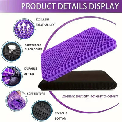 Gel seat cushion with non-slip cover,honeycomb design,pressure relief, breathable cooling cushions for car office home summer