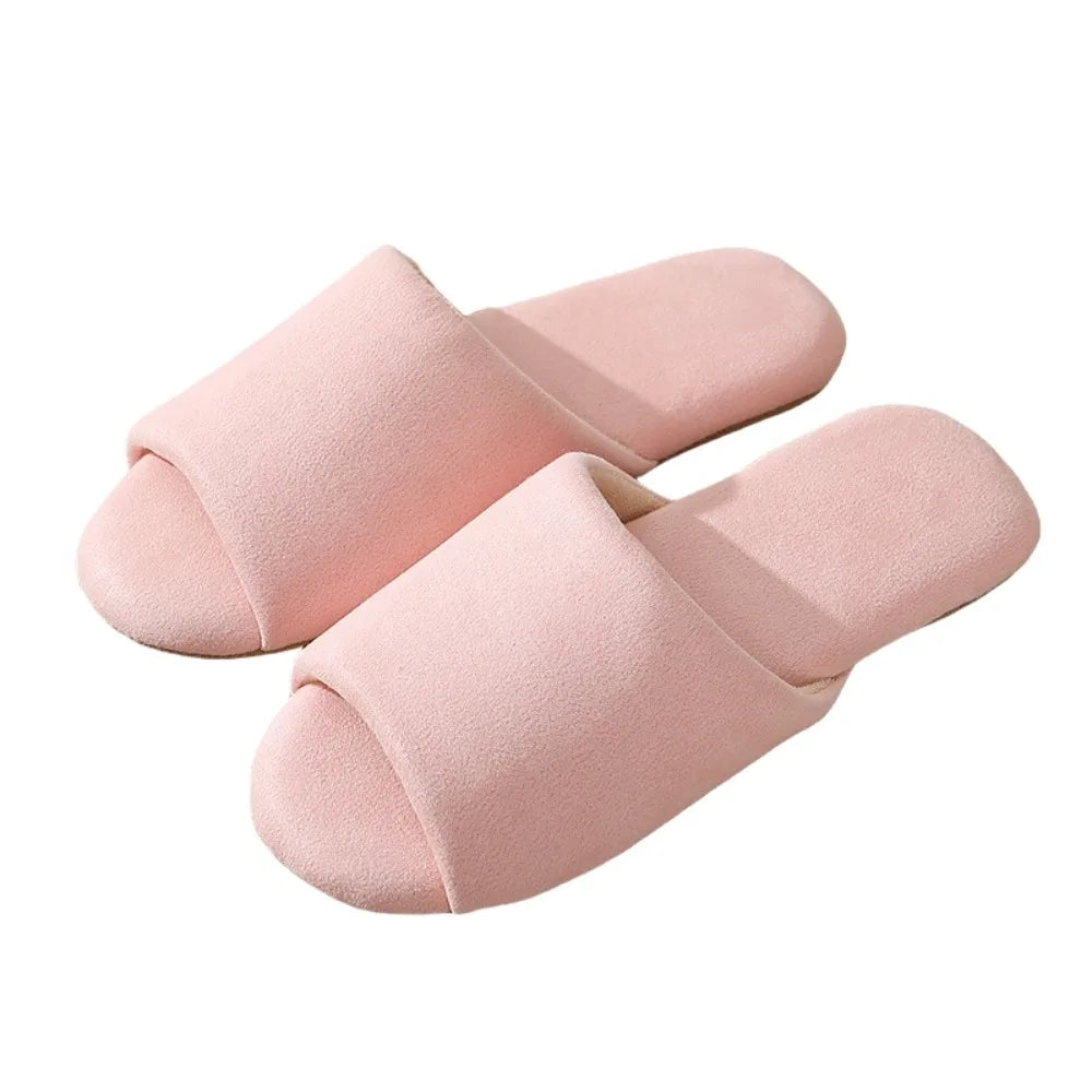 Fashion Japanese Style Suede Nap Slippers Open Toed Soft Silent Soles Slippers Casual House Shoes Indoor Slippers Women Female