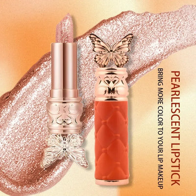 Hua Fei Butterfly Dance Pearlescent Color Changing Lipstick Moisturizing Moisturizing Not easy to take off makeup Lip gloss