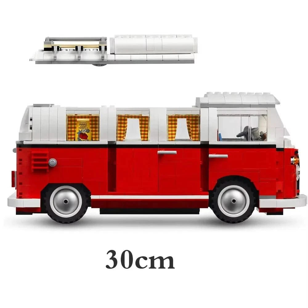 New camping car brick creative bus T1 model green mini picnic car educational building blocks boys and girls birthday gifts chil