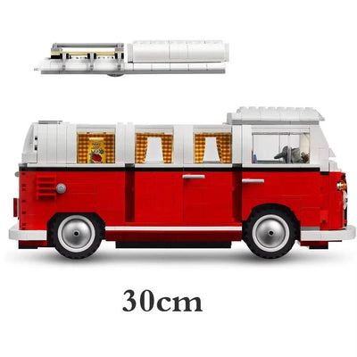 New camping car brick creative bus T1 model green mini picnic car educational building blocks boys and girls birthday gifts chil
