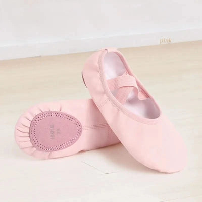 PU Ballet Shoes for Toddler Girls Children Dance Shoe Leather Ballet Flats Kids Soft Sole Gymnastics Shoes Dancing Slippers
