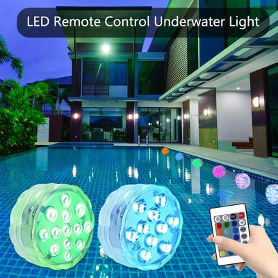 10LED RGB Submersible LED Lamp Underwater Night Light Outdoor Swimming Pool Light Wedding Party Vase Bowl Fish Tank Decoration