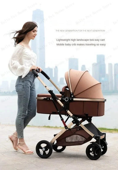 3-in-1 Twin Baby Stroller with Car Seat,portable Foldable Baby Stroller High View Newborn Baby Stroller Can Sit and Lie