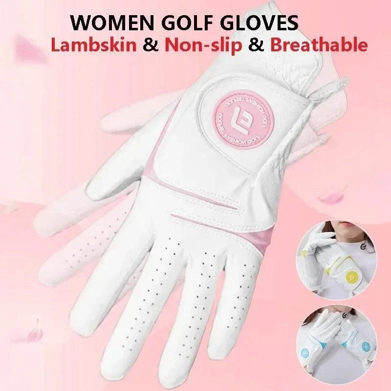 Golfist 1 Pair Golf Gloves For Women Left Hand Right Hand Gloves Ladies Breathable Soft Leather Mittens Anti Slip Sports Aids