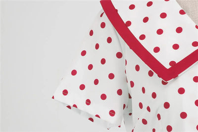 Polka Dot Print Vintage Dress For Women A Line Temperament Lapel Cocktail Party Dresses Ladies Slim Long Dresses With Belt