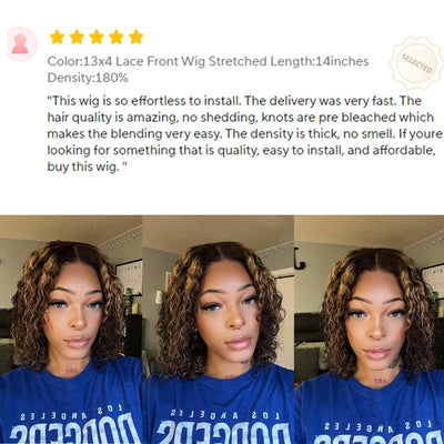 Short Blonde Wig Highlight Bob Glueless Wigs Human Hair Ready To Wear 250 Density Short Curly Brown Colored Human Hair Wigs