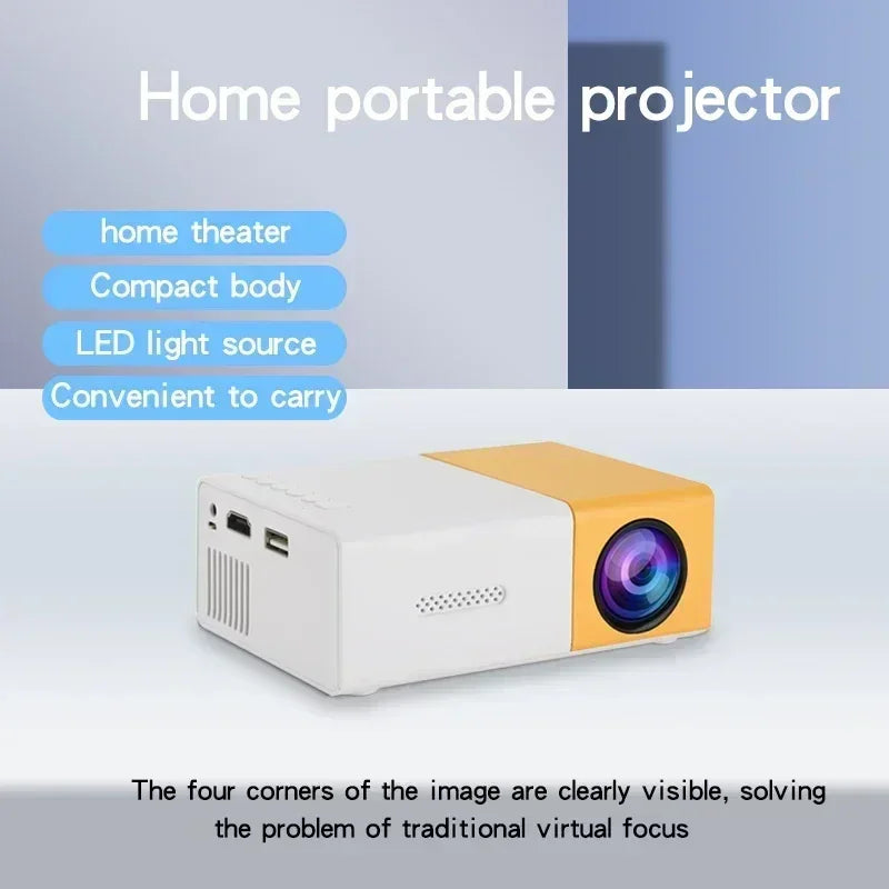 Mini portable YG300 projector, suitable for home theater, phone, compatible with USB and HDMI connections
