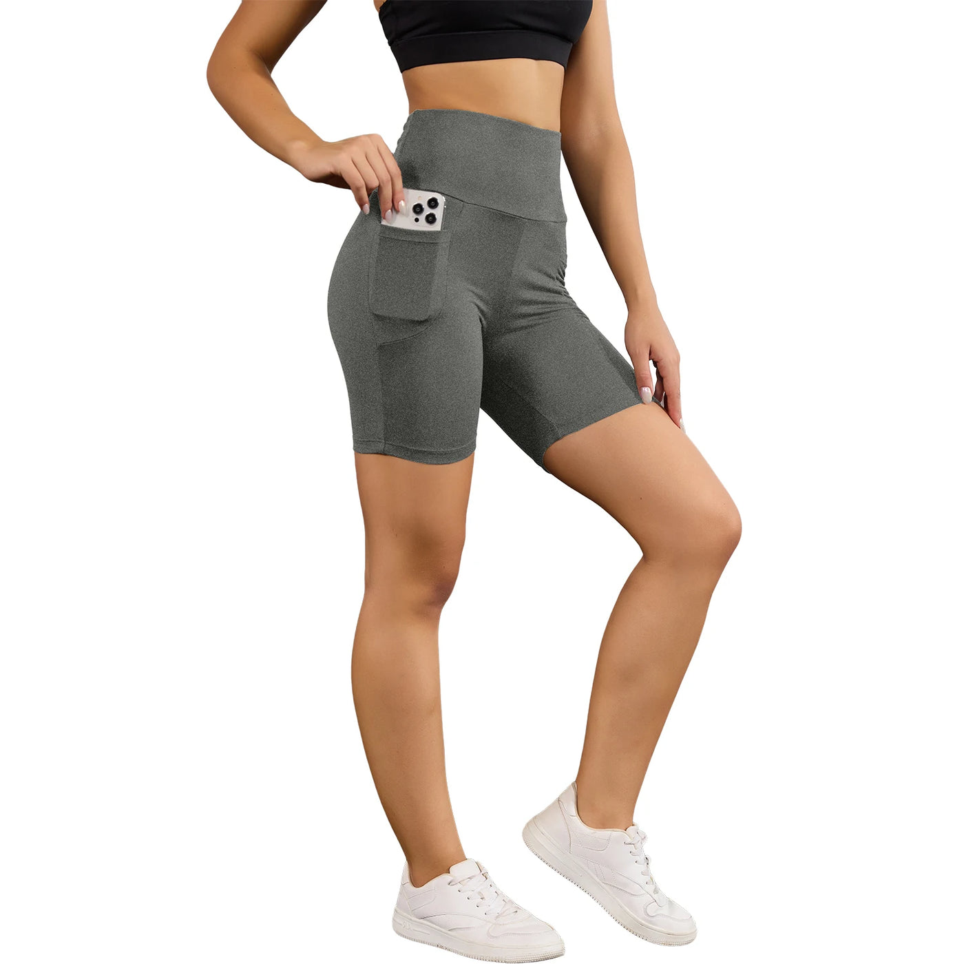 High Waisted Biker Shorts For Women With Pockets Super Soft No See Through Workout Running Yoga Athletic Push Up Gym