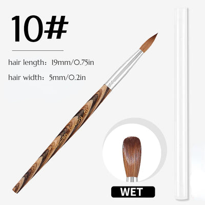 Prue Kolinsky Acrylic Nail Brush Oval Round Head Spliced Wood Handle Professional Salon Quality for Acrylic Powder Size 8-20#